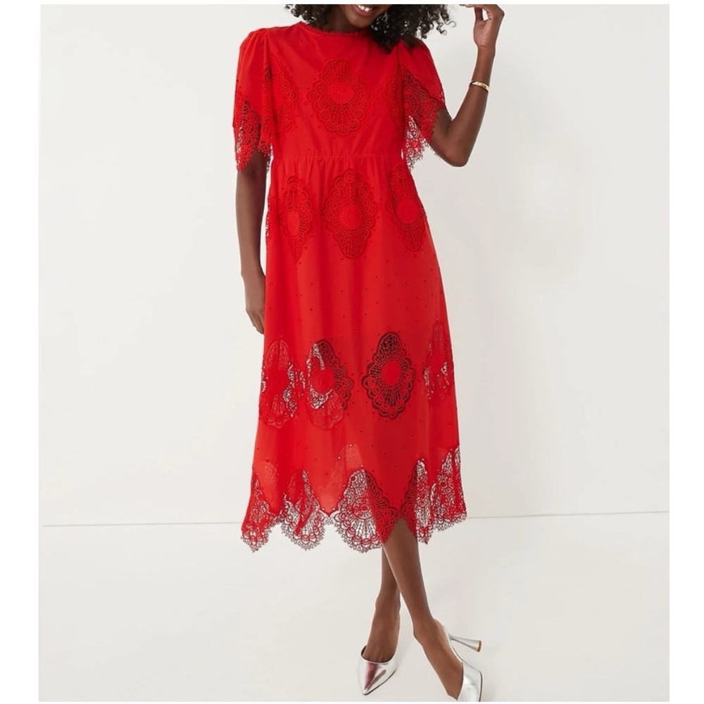 Tuckernuck Red Lace Midi Dress